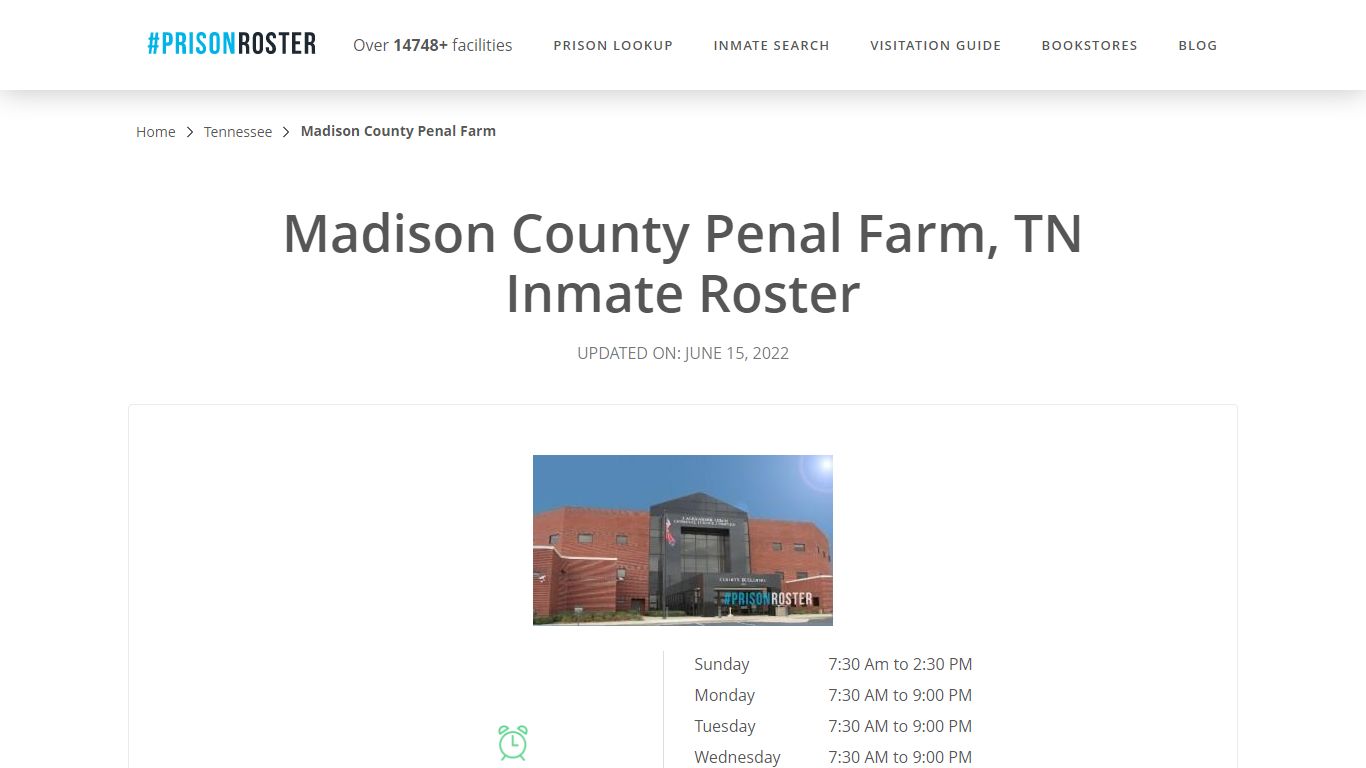 Madison County Penal Farm, TN Inmate Roster